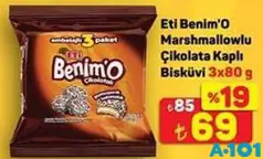 ETİ BENİM'O MARSHMALLOWLU ÇİKOLATA KAPLI BİSKÜVİ 3X80 G fiyat ve kampanya bilgisi